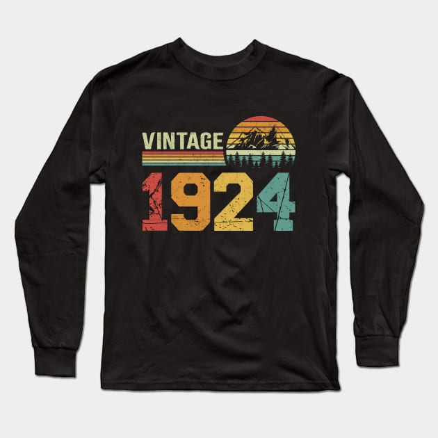 Vintage 1924 Retro 100th Birthday Anniversary Gift Long Sleeve T-Shirt by Cuteness Klub